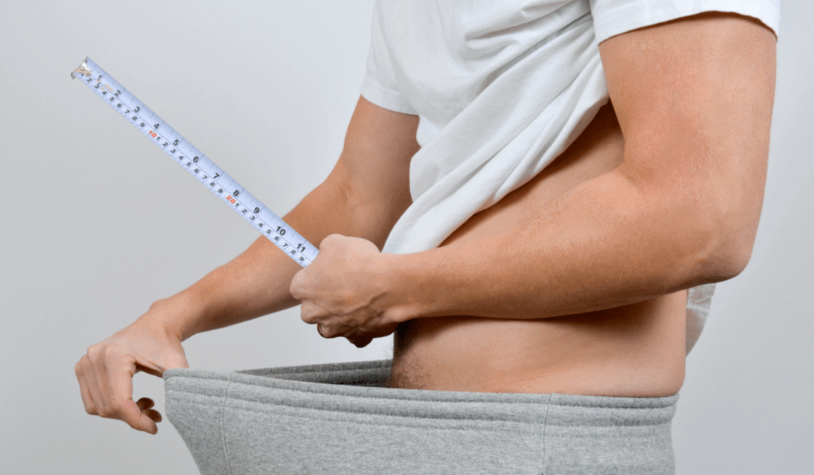 Mesure du pénis avec un centimètre